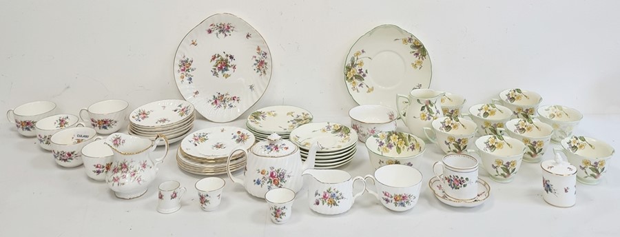 Minton bone china tea set comprising teapot, teacups and saucers, sugar bowl, milk jug, cake plates,
