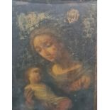Unattributed  Oil on board Madonna and Child, unsigned, 24cm x 18cm