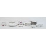 19th century Nymphenburg part tea and dinner service comprising teapot, 11 teacups, saucers and