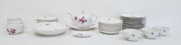 19th century Nymphenburg part tea and dinner service comprising teapot, 11 teacups, saucers and