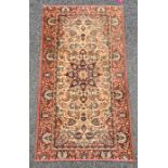 A modern  Persian style rug, cream ground,  central flower- shaped medallion, floral decorated in