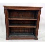 Mahogany open bookcase with shelves, on plinth base, 99cm x 99cm