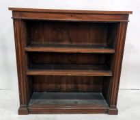 Mahogany open bookcase with shelves, on plinth base, 99cm x 99cm