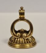 Georgian gold fob seal inset oval intaglio carved cornelian and on C-scroll mounts Provenance: By