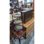 Elm drop-leaf table, a mahogany chair and a three-tier cakestand (3)