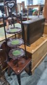 Elm drop-leaf table, a mahogany chair and a three-tier cakestand (3)