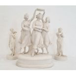 19th century white parian ware Copeland-style model of The Three Graces, on platform base, 40cm high