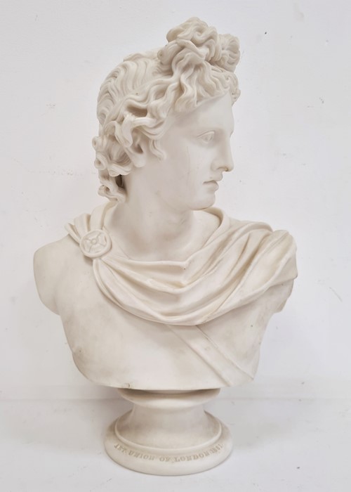 19th century parianware bust, Art Union of London 1861 'Apollo' by C Delpech, 34cm high  Condition