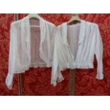 Edwardian net blouse with white work lace detail, another white Edwardian blouse with a small lappet