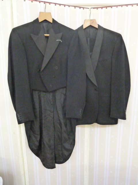 Gentlemen's evening wear to include two tail coats, evening trousers,  three dinner suits (5)