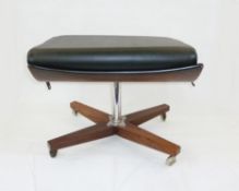 G-Plan 'The 62' black vinyl rectangular-shaped stool on figured base and castors, 49cm wide