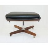 G-Plan 'The 62' black vinyl rectangular-shaped stool on figured base and castors, 49cm wide