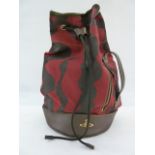 Vivienne Westwood duffel bag with drawstring, outer zip with leather fastening, leather details with