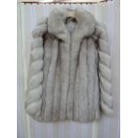 1980's fox fur jacket with hexagonal stitched sleeves