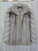 1980's fox fur jacket with hexagonal stitched sleeves