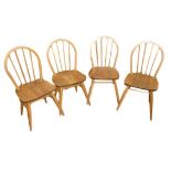 Set of four Ercol stick back dining chairs, labelled to underside B.S J.H 1960 256 (4)  .Condition