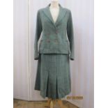 A 1940's ladies green and brown checked wool suit, labelled "Cavendish House', Cheltenham" (