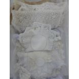 Large quantity of assorted lace, crocheted and embroidered table linen, etc (1 box)