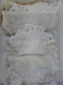 Large quantity of assorted lace, crocheted and embroidered table linen, etc (1 box)