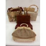 Assorted vintage handbags to include ostrich skin, printed python, beaded, pigskin, etc (1 box)