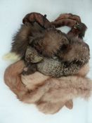 Fur - collars, tippets, scarves to include fox and other  ( 1 box)