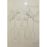After Picasso Print Portrait of a girl with flowers in her hair, 70cm x 49cm