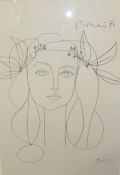 After Picasso Print Portrait of a girl with flowers in her hair, 70cm x 49cm