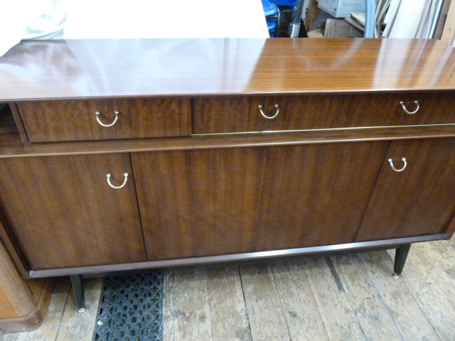 G-plan Librenza teak dining table on ebonised legs, a set of six G-plan butterfly teak and - Image 3 of 10