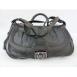 Celine leather bag with single carry handle and detachable shoulder strap, metal fastenings,