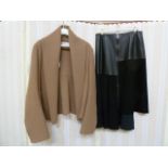 Nicole Farhi baby alpaca and wool short jacket with shawl collar and a Sportmax black leather and