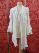 Edwardian morning blouse with lace trimmed lappets to the front, deep lace trimmed collar and lace