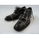 Prada brogues in black leather with white leather trim detail, size 37, in original box