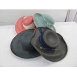 Assorted vintage hats in two hat boxes and two vintage hat boxes (4)