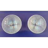 Set of seven Lalique opalescent glass ‘Coquilles’ pattern glass dessert bowls, stencilled mark ‘R