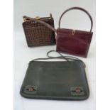 Two vintage handbags and a document case (3)