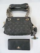 Vivienne Westwood quilted bag with gilt and silver-coloured metal chains, zip compartment, the
