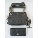 Vivienne Westwood quilted bag with gilt and silver-coloured metal chains, zip compartment, the