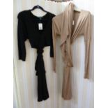 Ralph Lauren black wrap dress, an Amanda Wakeley fawn-coloured wrap dress, various other evening