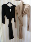 Ralph Lauren black wrap dress, an Amanda Wakeley fawn-coloured wrap dress, various other evening