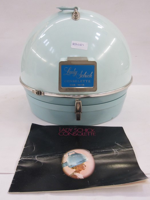 Lady Shick Consolette hair dryer in turquoise and two rectangular two-handled trays (3)