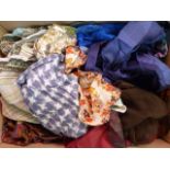 Large quantity of vintage and later scarves, handkerchiefs, shawls, etc (1 box)  Condition ReportDue
