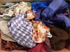 Large quantity of vintage and later scarves, handkerchiefs, shawls, etc (1 box)  Condition ReportDue