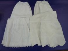 Eight Victorian/Edwardian petticoats, broderie anglaise, pintucks, etc