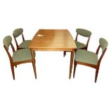 Greaves & Thomas rectangular teak extending dining table, model no 5015 with label, 114.5cm