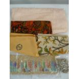 Various fabric samples, embroideries, textile pieces, sequinned pieces, etc (1 box)