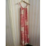1970's silver and raspberry pink lame evening dress with spaghetti straps, a Diane Von Furstenberg