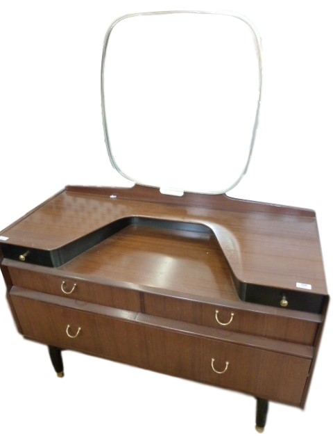 G-Plan Librenza dressing table on ebonised base, 106cm wide x 46cm x 68cm high and a matching