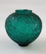 Lalique green glass mistletoe-pattern ‘Gui’ ovoid vase, all-over entwined mistletoe decoration,
