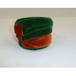 Aage Thaarup miniature velvet hat sample, in original box with original labels