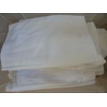 Quantity of tablecloths to include damask and two white double bedcovers (1 box)